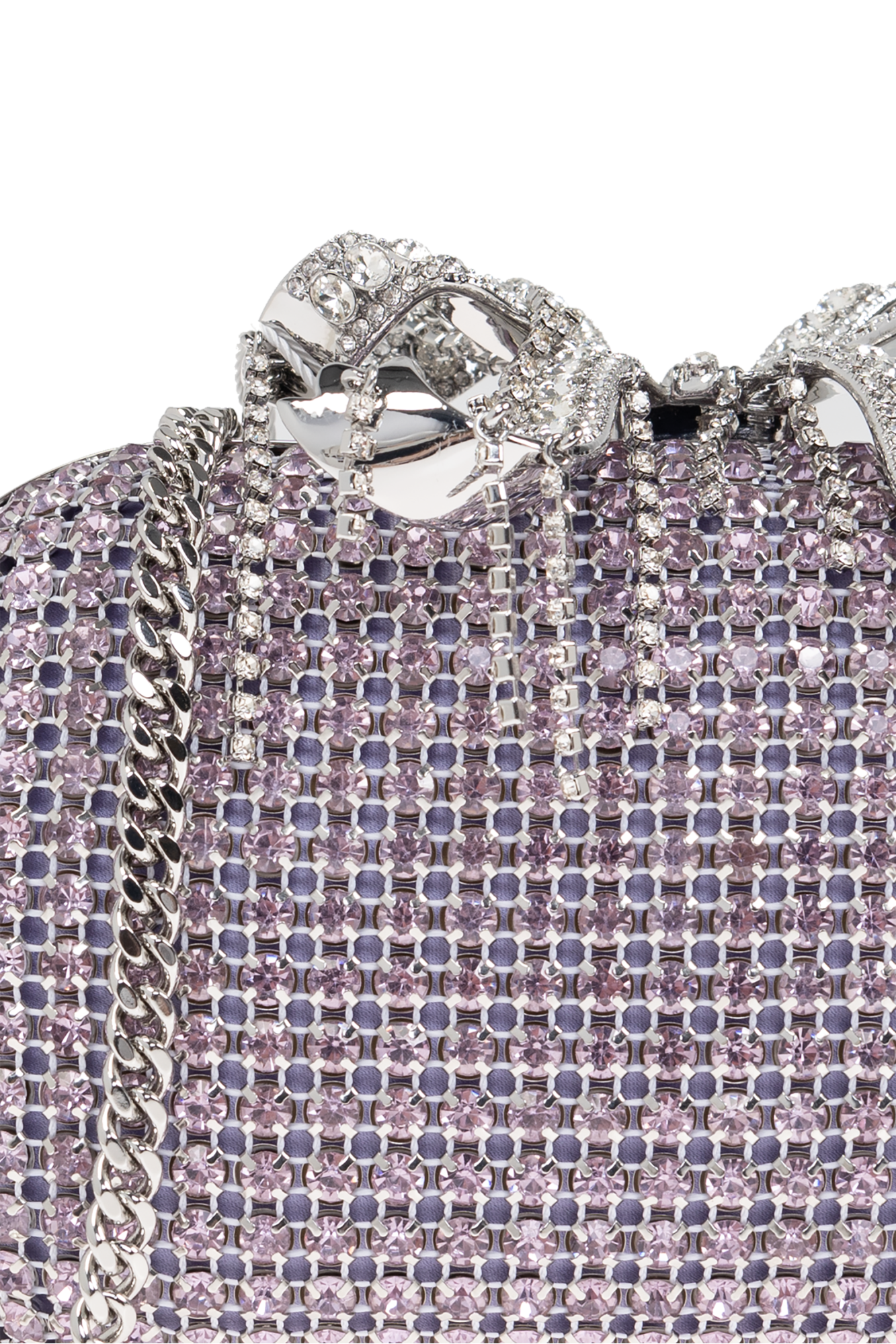 Purple Clutch bag with shimmering crystals Self-Portrait